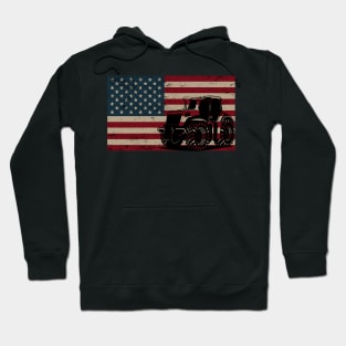 Tractor American Flag patriotic vintage farming Hoodie